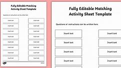 Fully Editable Matching Worksheet Template