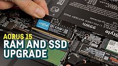 GIGABYTE AORUS 15 (2023) RAM and SSD upgrade