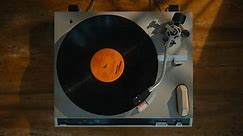 Static Vintage Vinyl Record Player Overhead Shot