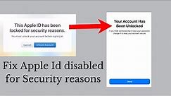 Apple account disabled for security reasons fix !Apple id locked fix 2021.