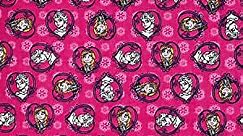 0343650 Disney Frozen Flannel Sisters Set Heart Pink Fabric by the Yard