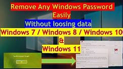 Remove/Reset forgotten Windows 11 password without formatting or loosing data for all Windows Easily