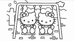 Coloring Hello Kitty At The Playground Coloring Page || Color Along With Me
