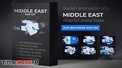 دانلود پروژه آماده افترافکت : نقشه خاورمیانه Map Of Middle East With Countries 24411382 – تایم کد