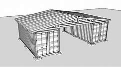 Building a Roof Over Two Shipping Containers - SketchUp - Active Military Use - Read Description