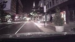 Flashing street and traffic lights in downtown Cleveland