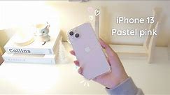 aesthetic pastel pink iPhone 13 unboxing 🌷