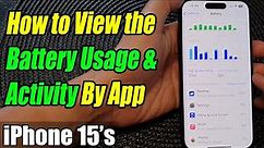 iPhone 15/15 Pro Max: How to View the Battery Usage and Activity By App