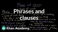 Phrases and clauses | Syntax | Khan Academy