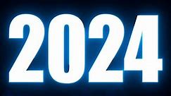 2024 text font with neon light. Luminous and shimmering haze inside the letters of the text Happy New Year 2024. 3D Rendering. 2024 Chirstmas.