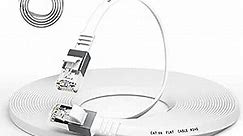 Cat-6a Ethernet Cable 50 Ft,Durable Flat Internet Network LAN Cable with 1.5Ft Short Patch Cord, Slim High Speed Gigabit Computer Wire with RJ45 Connectors, Faster Than Cat6/Cat5e/Cat5 Cable - White