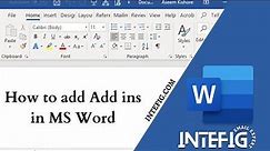 How to add Add ins in MS Word