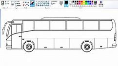 How to draw Luxury Bus on Computer using Ms Paint | Bus Drawing.