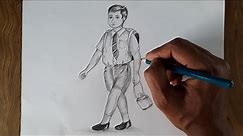 How to draw a school boy easy steps