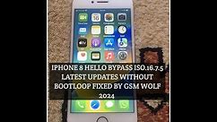 iphone 8 bypass hello screen ios 16.7.5 update no bootloop fix by Gsm Wolf 2024