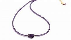 Natural Amethyst Beaded Gemstone Choker Necklace,Faceted Beads With Raw, February Birthstone Gift, Energy Healing Crystal, Gift For Her, 925 Sterling Silver Jewelry 18 Inch (amethyst)