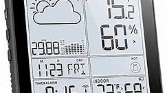 Wittime 2180 Weather Station with Atomic Clock Indoor Outdoor Thermometer Wireless Wireless Temperature and Humidity Monitor Inside Outside with Sensor Battery Powered