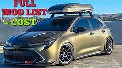 COMPLETE MOD OVERVIEW TOYOTA COROLLA HATCHBACK (FULL LIST + COST) 2019 2020 2021 2022 2023