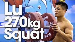 Lu Xiaojun 270kg / 595lbs Squat at 2019 World Weightlifting Championships Training Hall