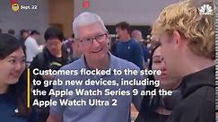 Apple CEO Tim Cook visits NYC flagship store as iPhone 15 goes on sale