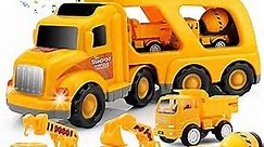 Nicmore Construction Truck Toddler Toys Car: Toys for 2 3 4 Year Old Boy 5 in 1 Carrier Toys for Kids Age 2-3 2-4 3-5 | 18 Months 2 Year Old Boy Christmas Birthday Gifts