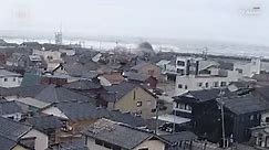 Watch massive waves crash ashore after earthquake hits Japan