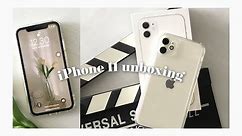 ☁️ (ASMR) iPhone 11 unboxing 2022 🤍 (white) aesthetic unboxing + accessories + camera test ✨