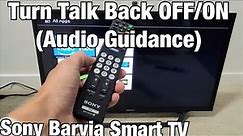 Sony Bravia Smart TV: How to Turn Talk Back (Audio Guidance) OFF & ON