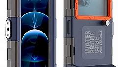 YOGRE iPhone Samsung Diving Phone Case, Underwater Photography Video Housings Case with Lanyard[50ft/15m], Snorkeling Waterproof Case for iPhone 14/13/12 Series Samsung LG Google etc Orange