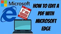 How to edit pdf with microsoft edge