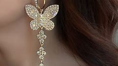 Wekicici Butterfly Rhinestone Boho Long Dangle Earrings