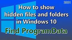✨How to show hidden files and folders in Windows 10 / Find Program Data / Video tutorial