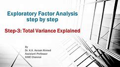 Exploratory Factor Analysis: Step 3/5 -Total Variance Explained (Business Analytics for MBA/PGDM)