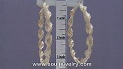 10K Gold 8mm Twisted Dia-Cut Hoop Earrings 3 1/4 Inch