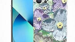 Blue Flowers Design for iPhone 12 pro max Case Glitter, Hard IMD Floral Cover Phone Case Compatible with iPhone 12 Pro Max Shockproof Protective for Girls Women 6.7 Inch
