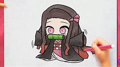 How to draw NEZUKO easy step by step DEMON SLAYER