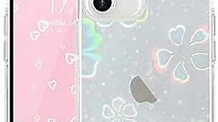 Compatible with iPhone 11 Case Cute Crystal Clear with Laser Bling Glitter Flower Pattern Design for Women Girls Soft TPU Phone Case Shockproof Protective Cover for iPhone 11, Flower
