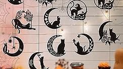 Gothic Witch Halloween Decorations - 24PCS Black Halloween Party Decorations Witch Moon Cats Spider Halloween Baby Shower Birthday Party Wedding Decorations Chic House Indoor Hanging Decor
