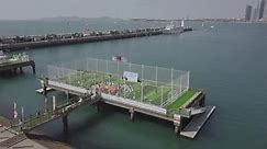 On-the-sea football field put into operation in Qingdao