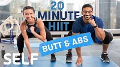20 Minute HIIT Cardio Workout Glutes & Abs No Equipment With Warm-Up and Cool-Down | Sweat With SELF