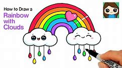 How to Draw a Rainbow and Clouds with Raindrops Easy 🌈🌧