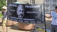 Supporters of Julian Assange rally at Justice Dept. on 4-year anniversary of detainment