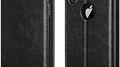 Belemay iPhone XR Wallet Case, iPhone XR Case, [Genuine Cowhide Leather Case] [RFID Blocking] Card Holder Slots Protective Book Folding Case Folio Cover with Kickstand Slim Fit iPhone XR (6.1"), Black