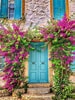Image result for Blue door flowers. Size: 75 x 100. Source: www.pinterest.com