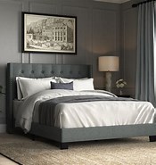 Image result for Greyleigh%e2%84%a2 Aadvik Tufted Upholstered Low Profile Standard Bed%2c Linen%2flinen Blend%2fupholstered In Gray%2c Size King. Size: 175 x 185. Source: www.wayfair.ca