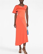 Image result for Victoria Beckham - Asymmetric Midi Dress - WOMEN - Acetate/viscose - 10 - Orange. Size: 149 x 185. Source: www.farfetch.com