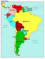 Image result for Sydamerika länder. Size: 150 x 195. Source: sv.maps-venezuela.com
