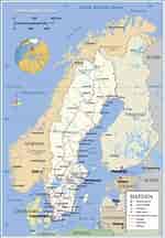 Billedresultat for Map of Sweden and surrounding countries. størrelse: 150 x 216. Kilde: www.nationsonline.org