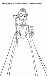 Elsa Coloring Frozen Coronation Pages Template sketch template