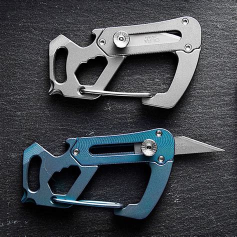 carabiner multi tool knife electronic blue invictus edge touch  modern